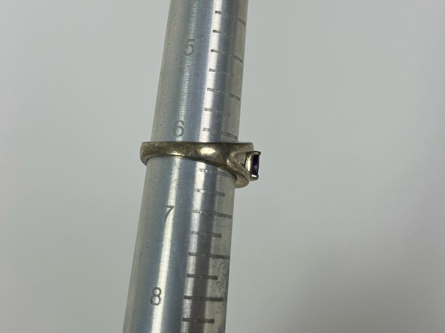 Sterling Silver Amethyst Ring Size 6.25 6.3g [Photo 9]
