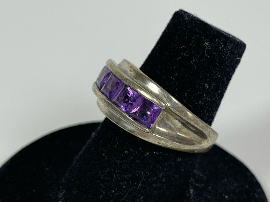 Sterling Silver Amethyst Ring Size 6.25 6.3g [Photo 4]