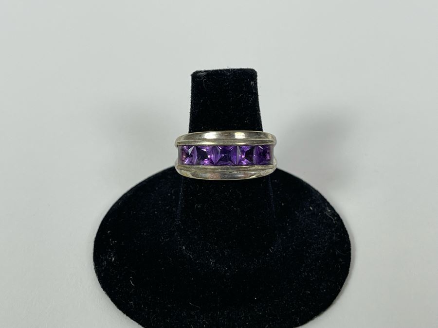 Sterling Silver Amethyst Ring Size 6.25 6.3g [Photo 3]