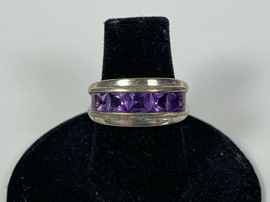 Sterling Silver Amethyst Ring Size 6.25 6.3g [Photo 1]