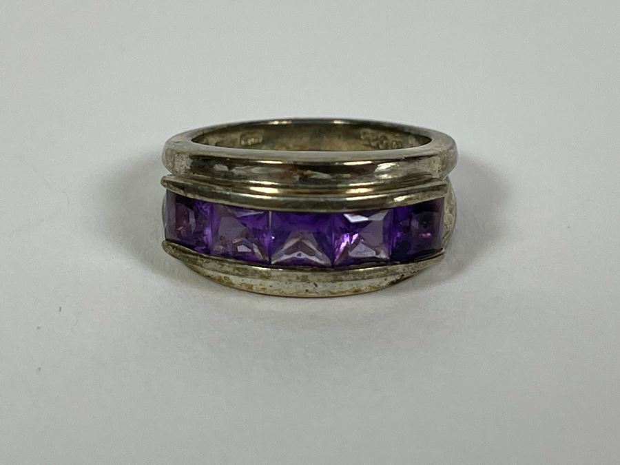 Sterling Silver Amethyst Ring Size 6.25 6.3g [Photo 6]