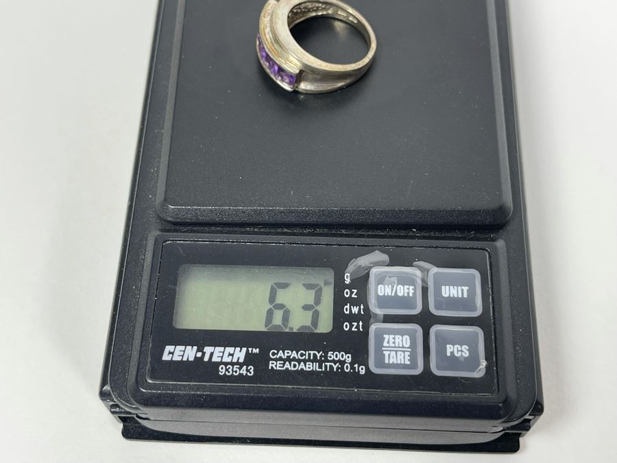 Sterling Silver Amethyst Ring Size 6.25 6.3g [Photo 8]