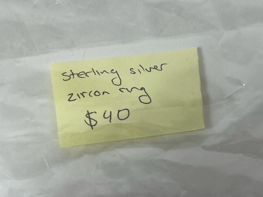 Sterling Silver Zircon Ring Size 7.5 5.5g [Photo 11]