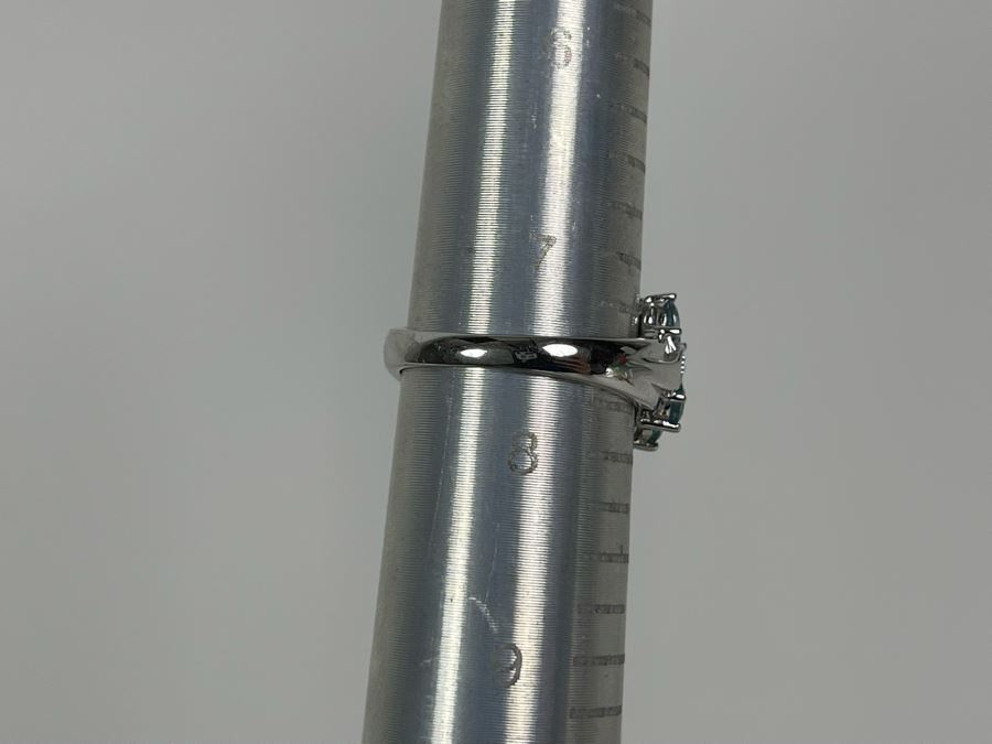 Sterling Silver Zircon Ring Size 7.5 5.5g [Photo 10]