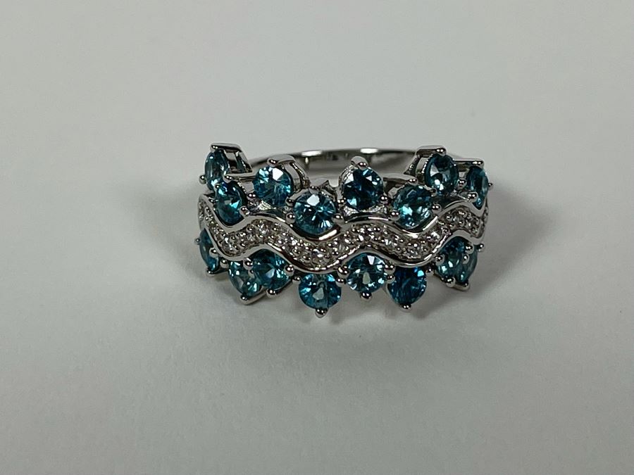 Sterling Silver Zircon Ring Size 7.5 5.5g [Photo 7]