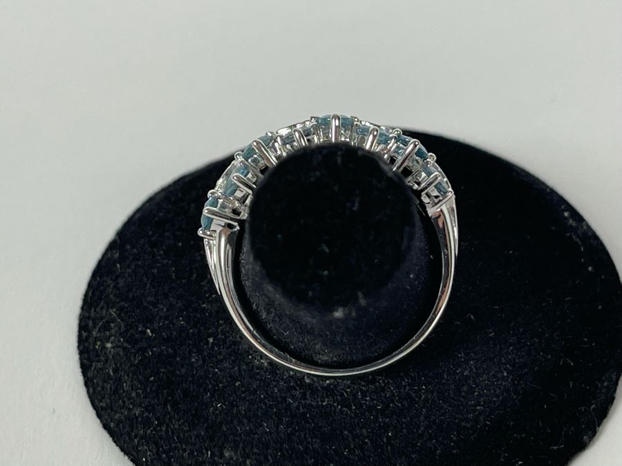 Sterling Silver Zircon Ring Size 7.5 5.5g [Photo 5]