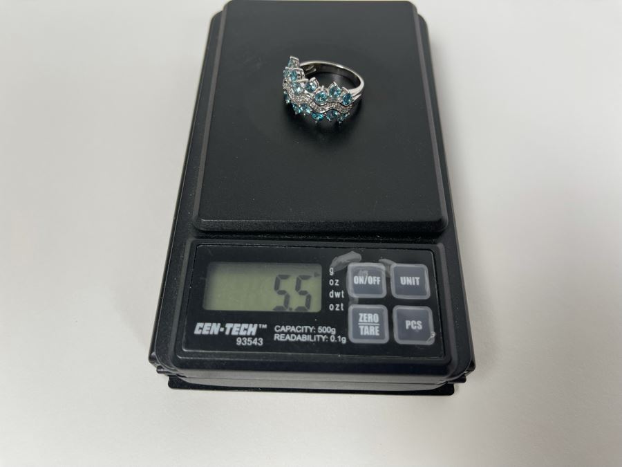 Sterling Silver Zircon Ring Size 7.5 5.5g [Photo 9]