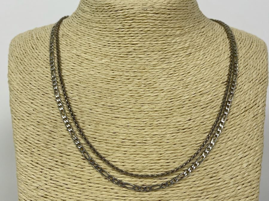 Pair Of 20'L Sterling Silver Chain Necklaces [Photo 3]