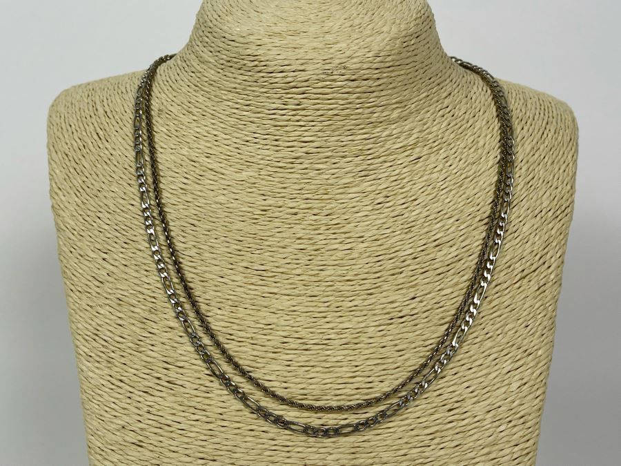 Pair Of 20'L Sterling Silver Chain Necklaces
