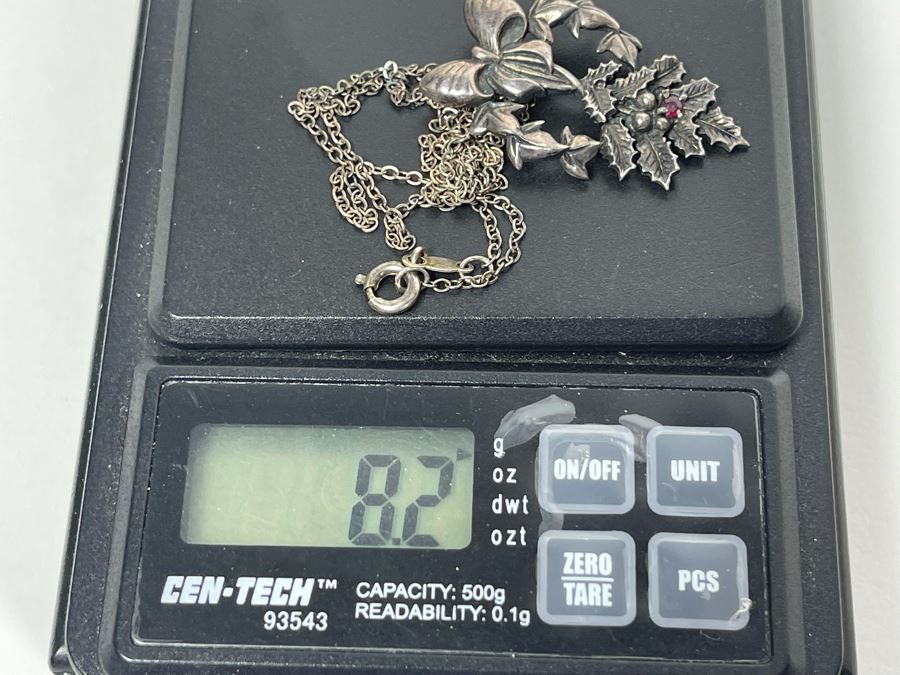 Pair Of Sterling Silver Necklaces 18L And 16L With Sterling Pendants 8.2g TW [Photo 7]