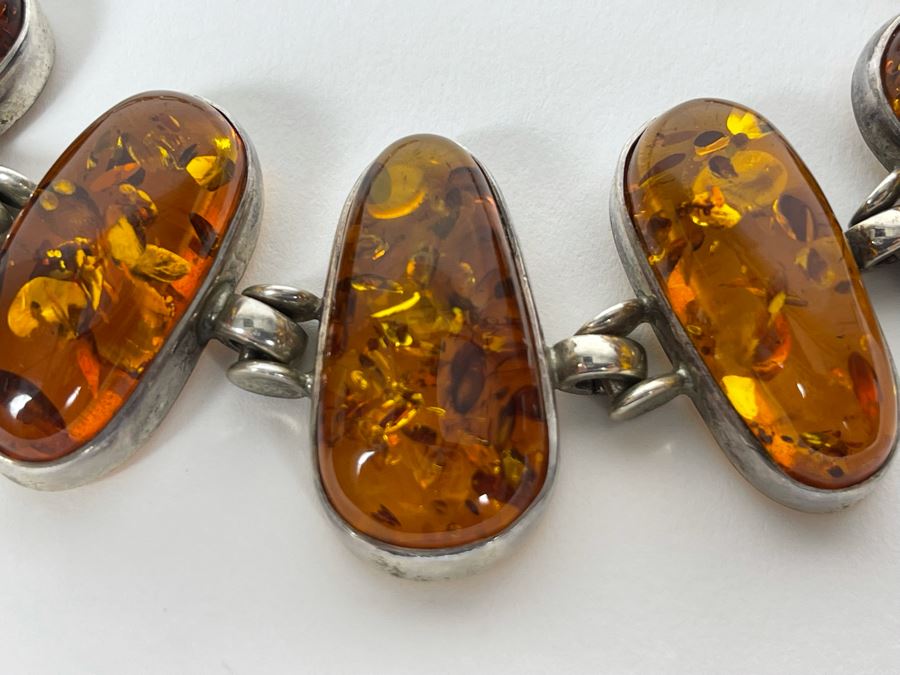 Sterling Silver Amber Bracelet 6-7.5L 41.1g [Photo 7]