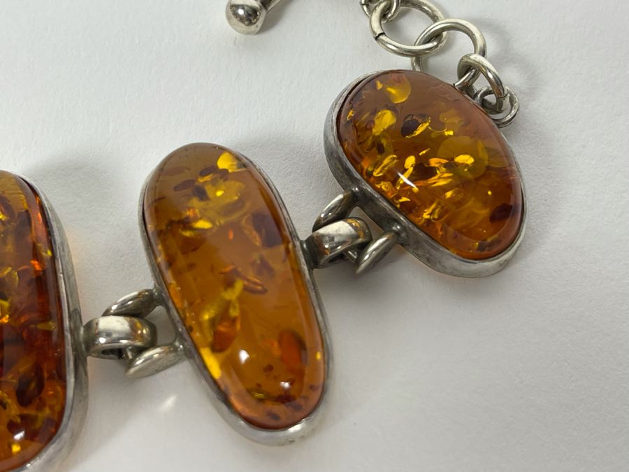Sterling Silver Amber Bracelet 6-7.5L 41.1g [Photo 9]