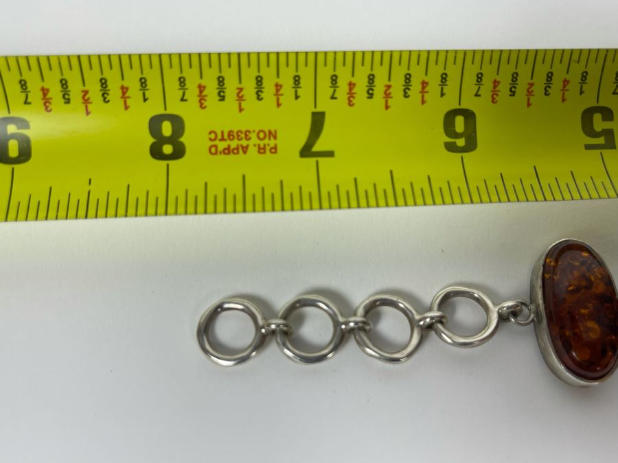 Sterling Silver Amber Bracelet 6-7.5L 41.1g [Photo 12]