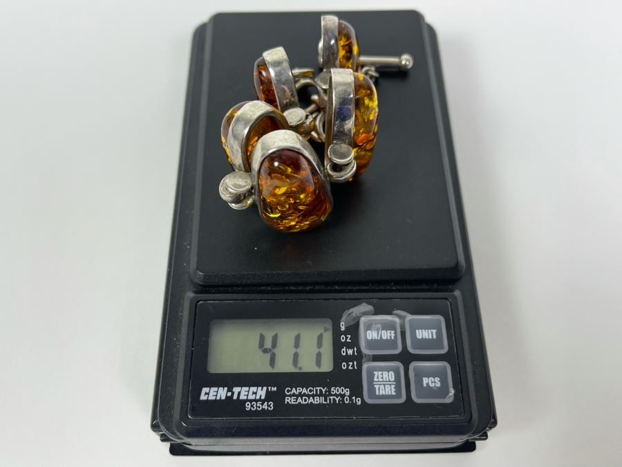 Sterling Silver Amber Bracelet 6-7.5L 41.1g [Photo 13]