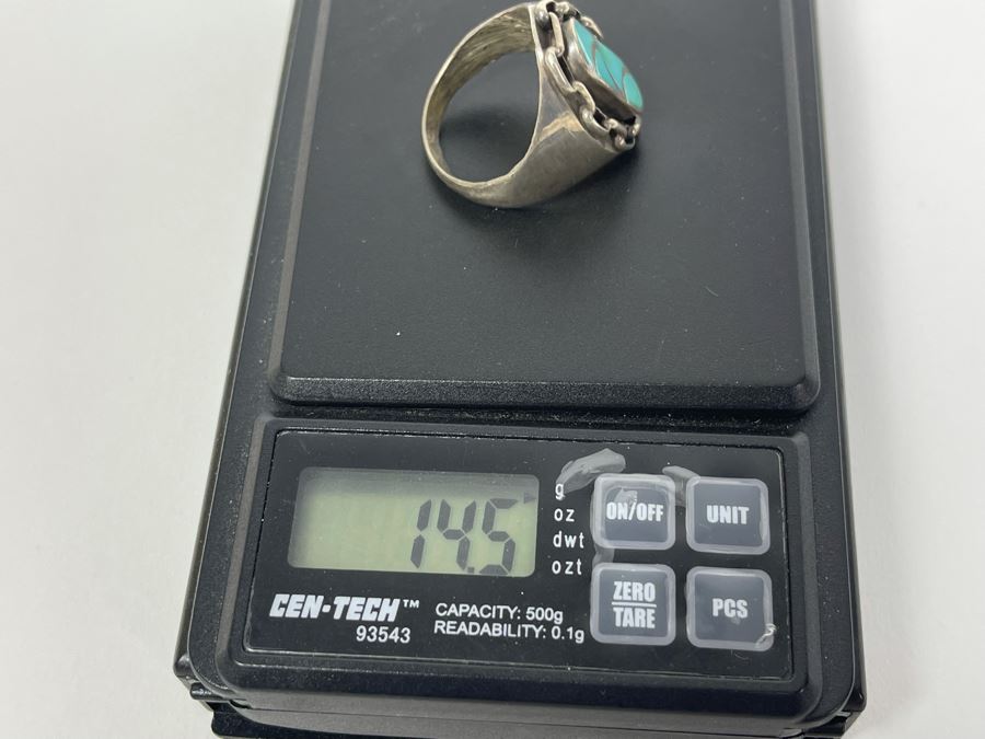 Sterling Silver Turqoise Ring Signed BOR Size 10.5 14.5g [Photo 10]