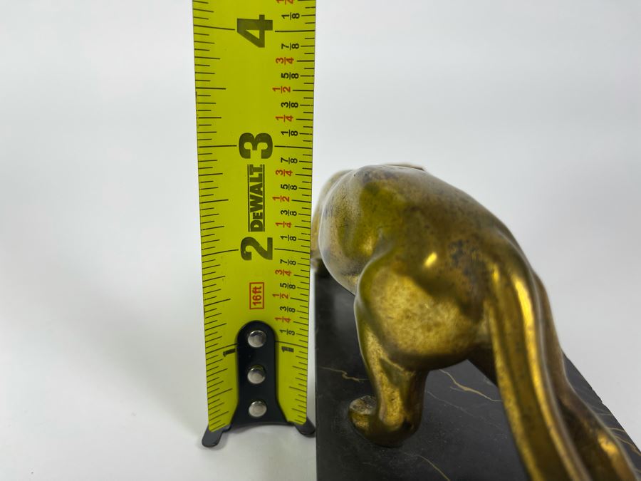 Vintage Art Deco Gilt Panther On Marble Base 5.5W X 2.75D X 2.5H [Photo 11]