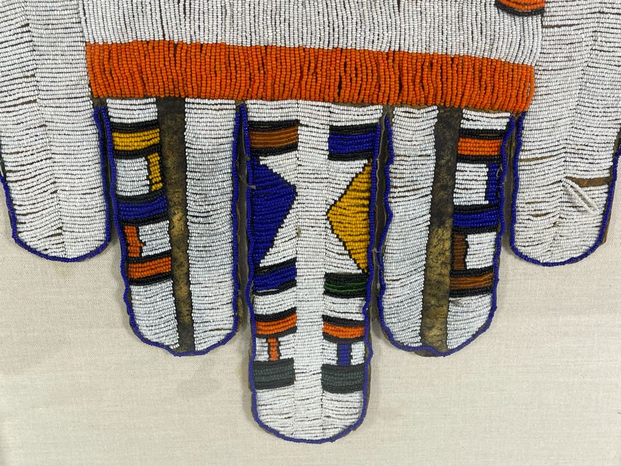 Vintage African Ndebele Ceremonial Wedding Beaded Five Finger Apron Beadwork In Shadow Box Frame 19 X 29 [Photo 5]