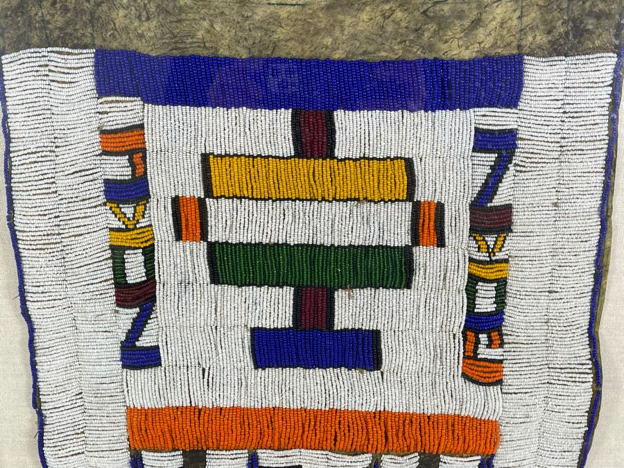 Vintage African Ndebele Ceremonial Wedding Beaded Five Finger Apron Beadwork In Shadow Box Frame 19 X 29 [Photo 4]