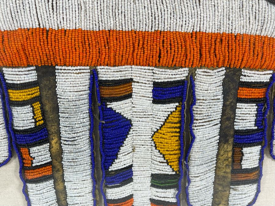 Vintage African Ndebele Ceremonial Wedding Beaded Five Finger Apron Beadwork In Shadow Box Frame 19 X 29 [Photo 6]
