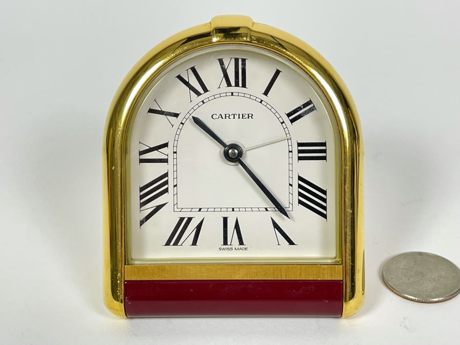 Cartier Alarm Clock Tortue 7 Jewels 6602 Working 3 X 3.5