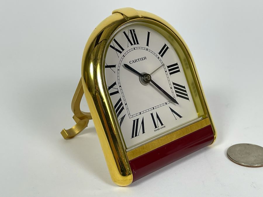 Cartier Alarm Clock Tortue 7 Jewels 6602 Working 3 X 3.5 [Photo 4]