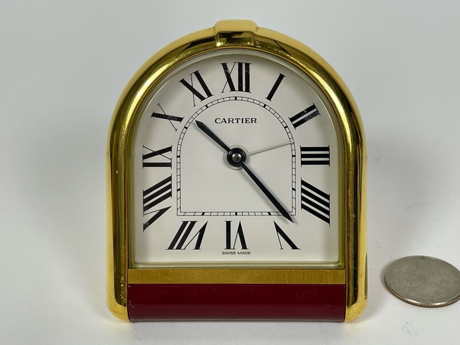 Cartier Alarm Clock Tortue 7 Jewels 6602 Working 3 X 3.5 [Photo 3]