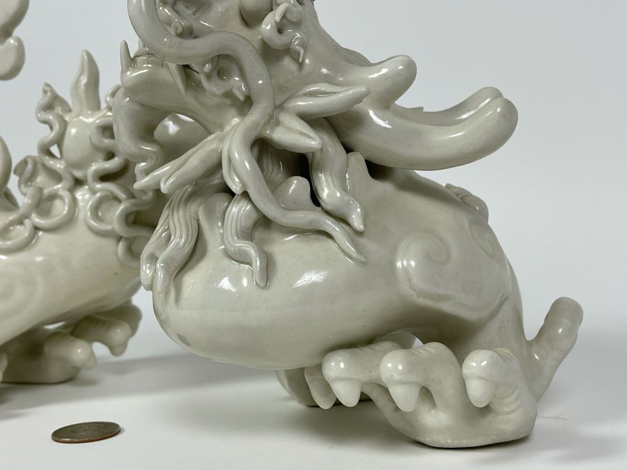 Blanc De Chine Porcelain Asian Dragon Slight Chip In Tail 12W X 5.5D X 8.5H [Photo 9]