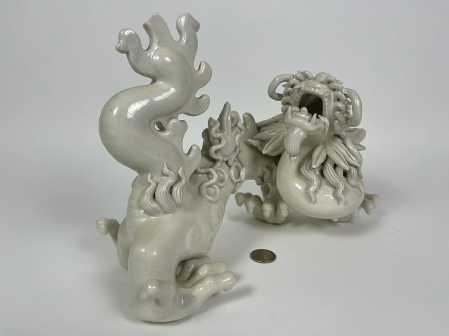 Blanc De Chine Porcelain Asian Dragon Slight Chip In Tail 12W X 5.5D X 8.5H [Photo 11]