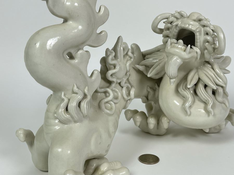 Blanc De Chine Porcelain Asian Dragon Slight Chip In Tail 12W X 5.5D X 8.5H [Photo 10]