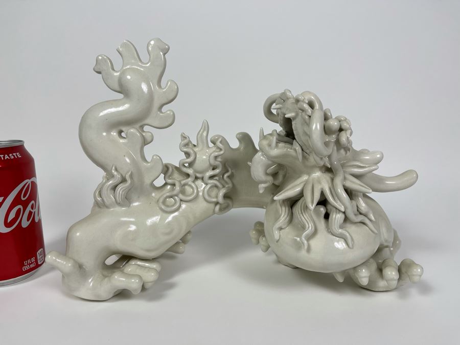 Blanc De Chine Porcelain Asian Dragon Slight Chip In Tail 12W X 5.5D X 8.5H [Photo 3]
