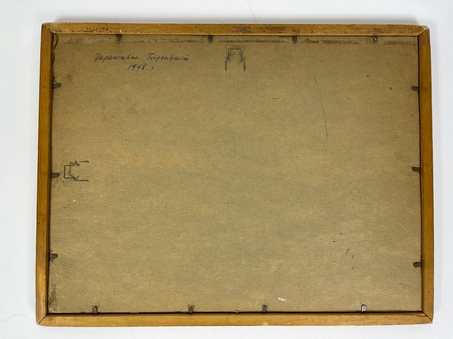 Vintage 1948 Original Watercolor Painting Of Japanese Tulip Tree Signed H.M. 12 X 9 [Photo 11]