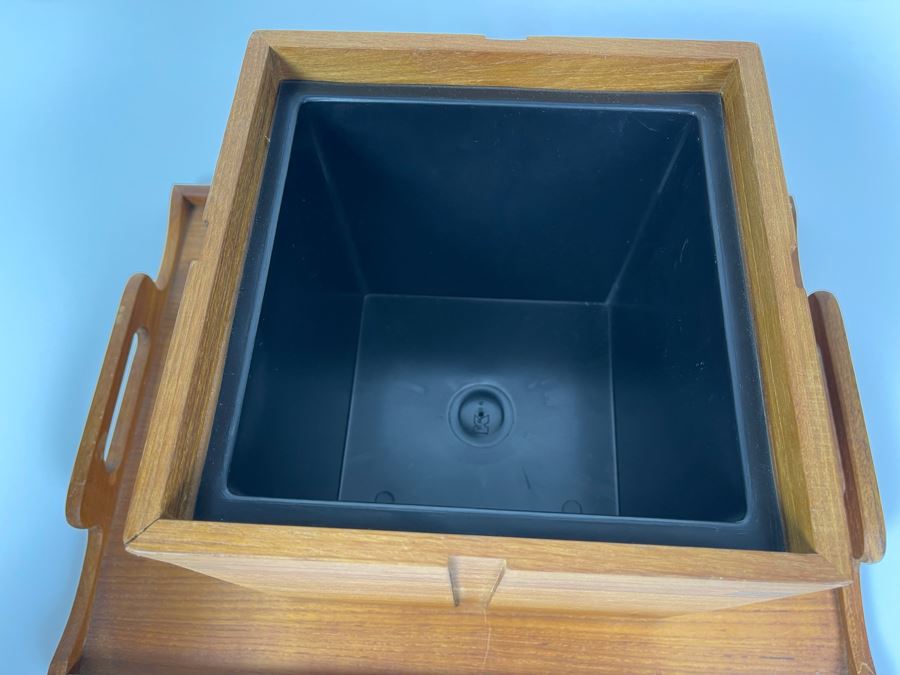 Vintage Kalmar Teak Wood Tray 16.5 X 12 And Ice Bucket 8 X 8 X 8 [Photo 5]