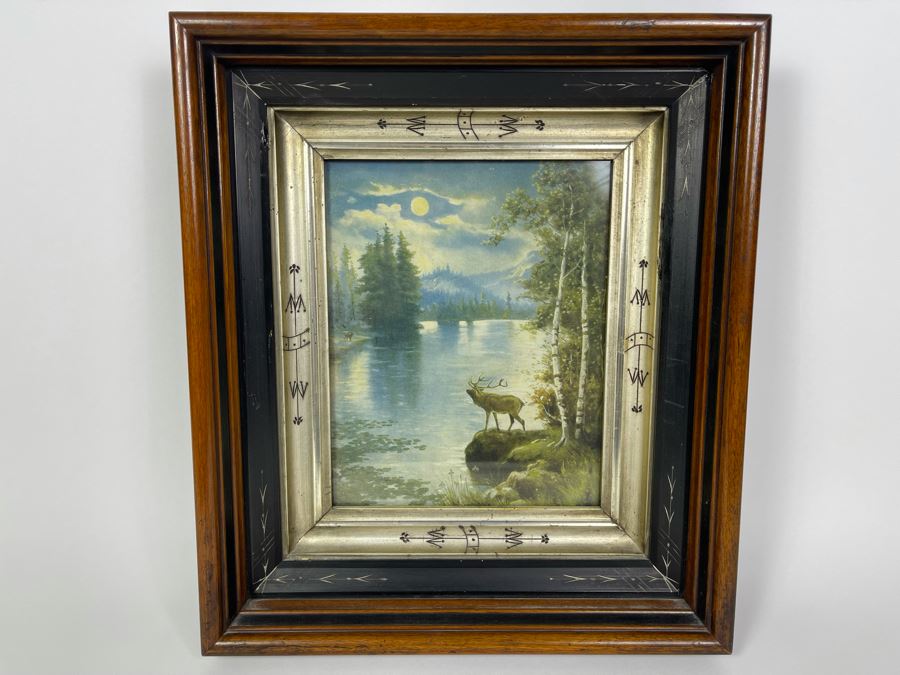 Vintage Wooden Picture Frame With Vintage Print 8 X 10 [Photo 2]