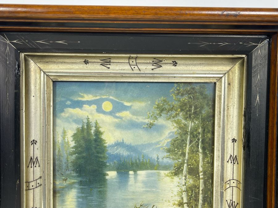 Vintage Wooden Picture Frame With Vintage Print 8 X 10 [Photo 3]