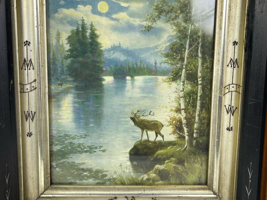 Vintage Wooden Picture Frame With Vintage Print 8 X 10 [Photo 4]