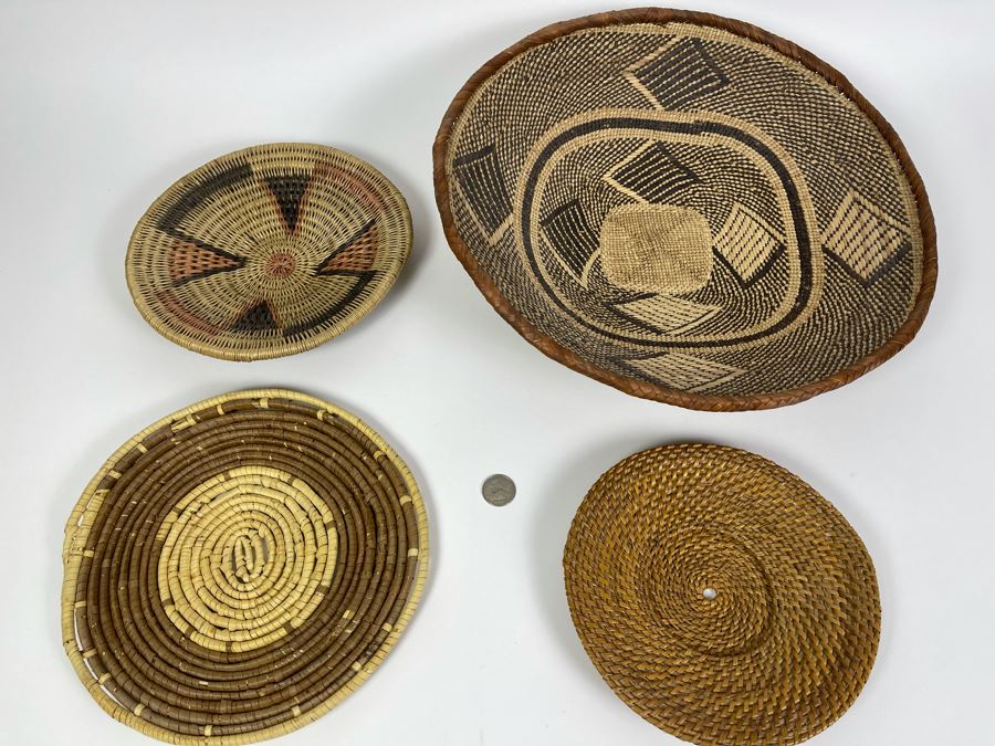 Collection Of Vintage African Baskets And Plates Larger One Is 15R [Photo 2]