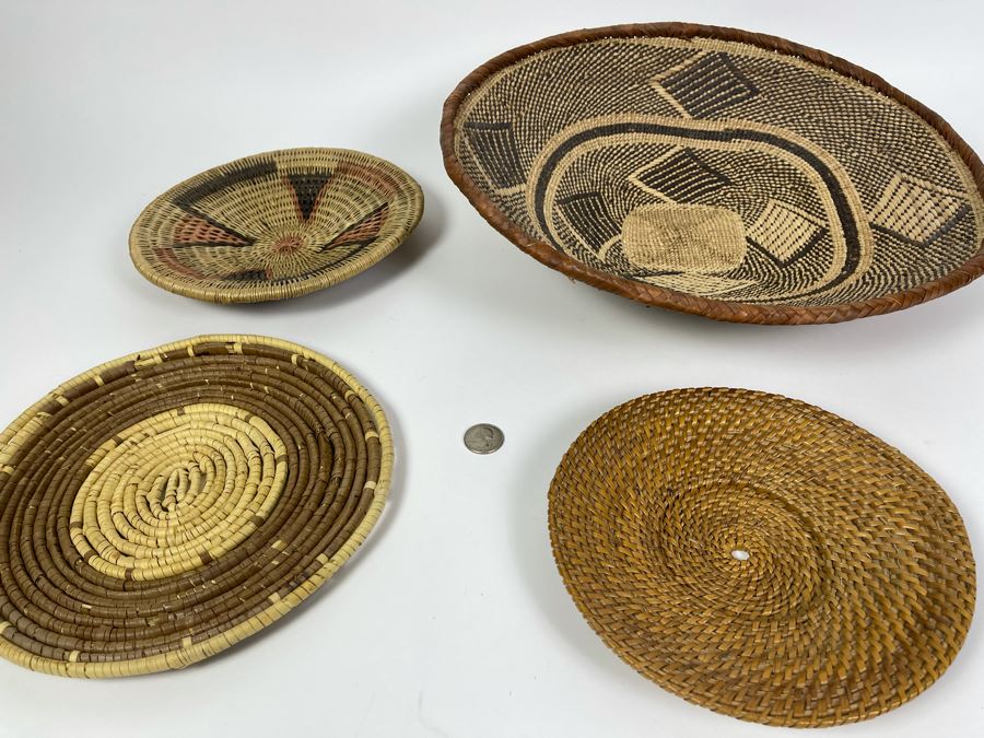 Collection Of Vintage African Baskets And Plates Larger One Is 15R [Photo 10]