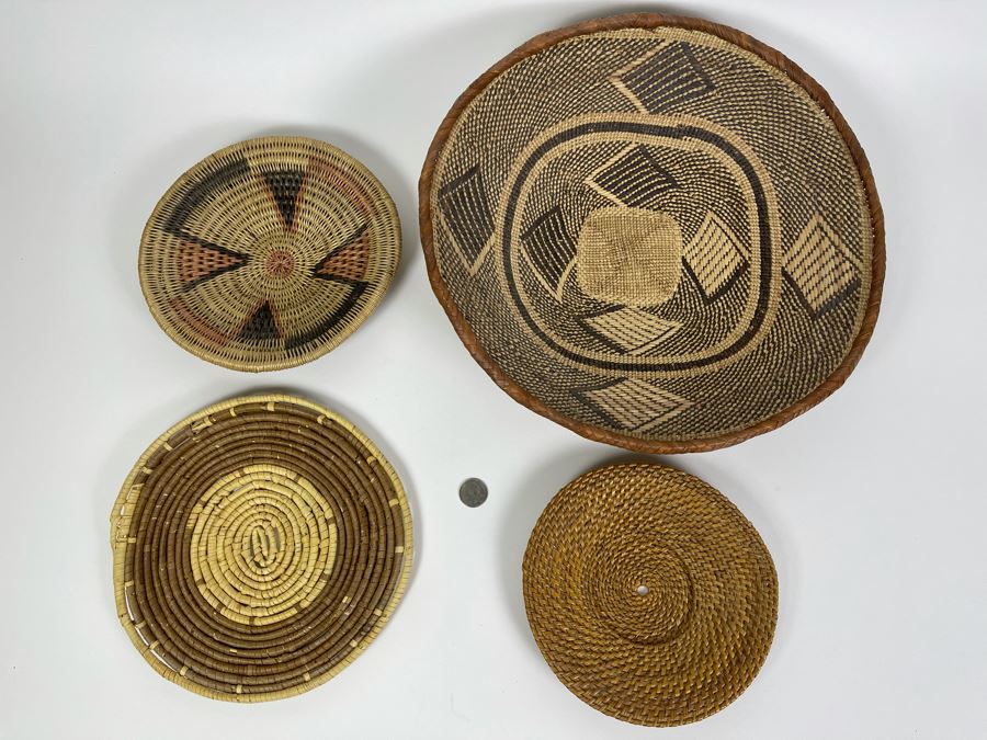Collection Of Vintage African Baskets And Plates Larger One Is 15R [Photo 1]
