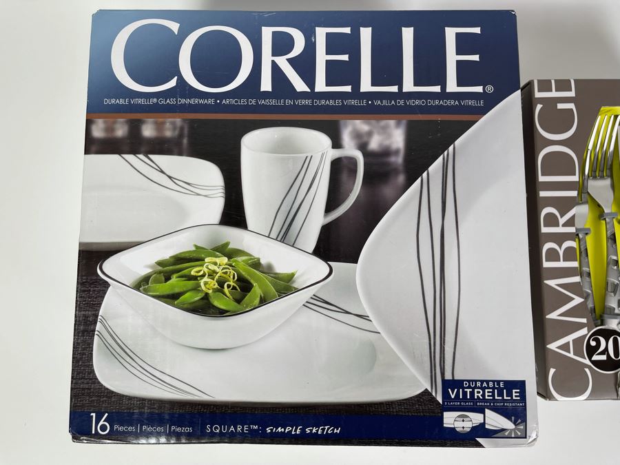 New Corelle 16 Piece Dishware Set And New Cambridge Trina Stainless Steel Flatware [Photo 3]