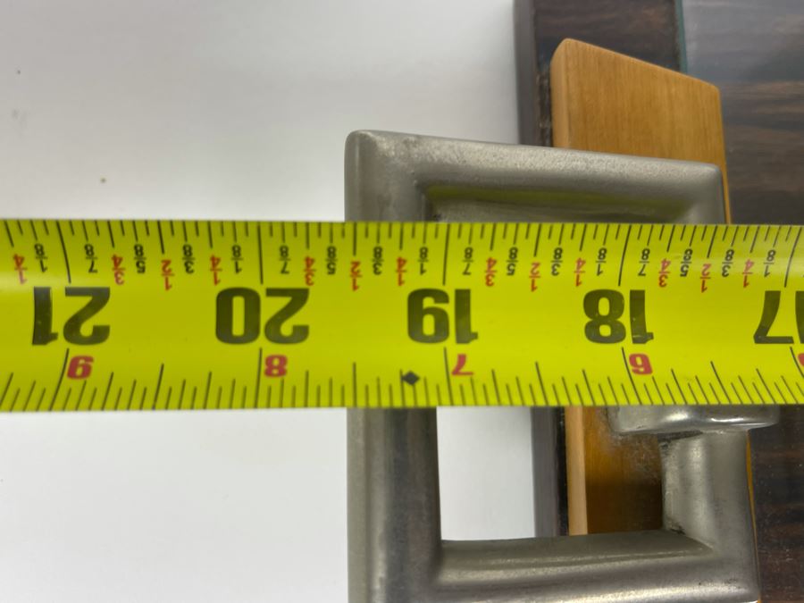 Vintage Art Deco Wooden And Metal Glass Top Serving Tray 19.5W X 11D [Photo 8]