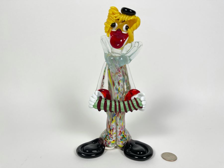 Vintage Handmade Venetian Glass Made In Murano Italy Clown 9H [Photo 1]