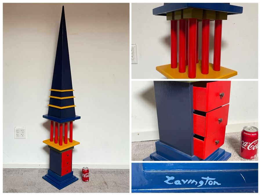 David Lavington (American, 1951–1995) Architectural Sculpture Tower Hand Signed From Music Tower Series (Top Of Tower Has Slight Chip) 10'W X 10'D X 5'3'H Retails $5,000