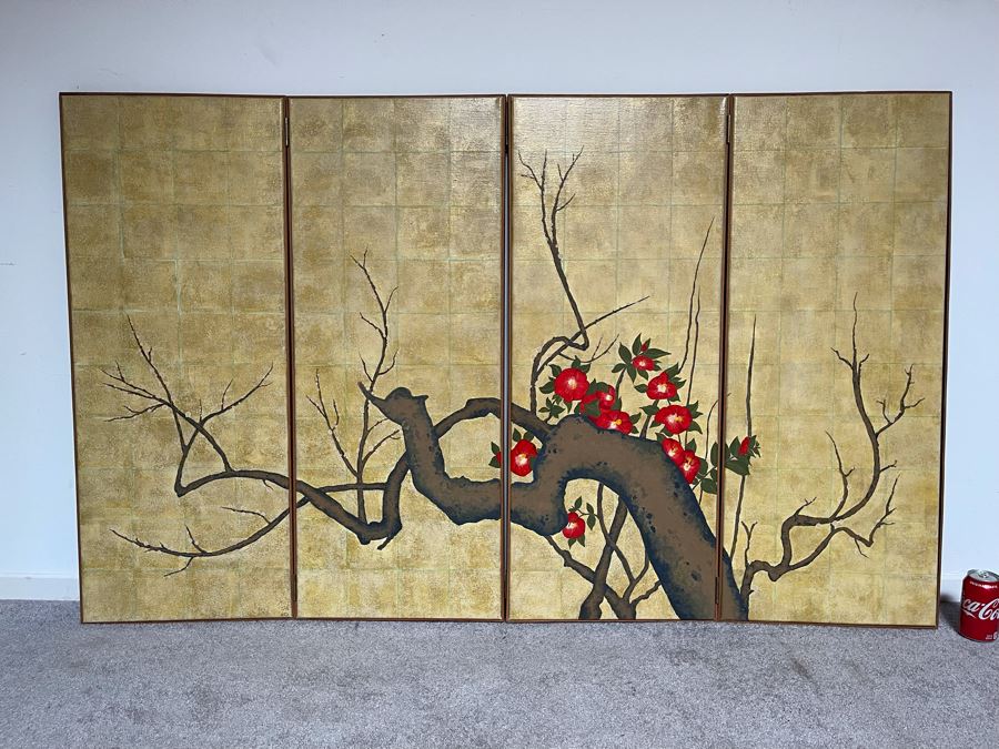 David Lavington (American, 1951–1995) Hand Painted 4-Panel Table Screen 64'W X 40'H Retails $5,000 [Photo 2]