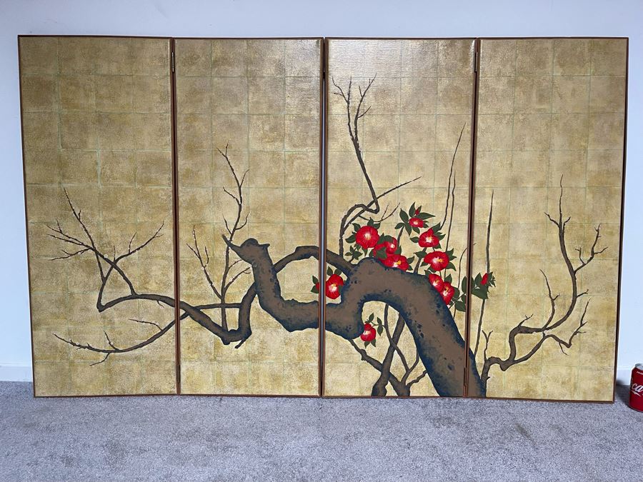 David Lavington (American, 1951–1995) Hand Painted 4-Panel Table Screen 64'W X 40'H Retails $5,000 [Photo 3]