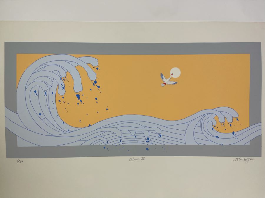David Lavington (American, 1951–1995) Limited Edition Seragraph Hand Signed 1 Of 50 Titled Wave III 34W X 15H Retails $1,000