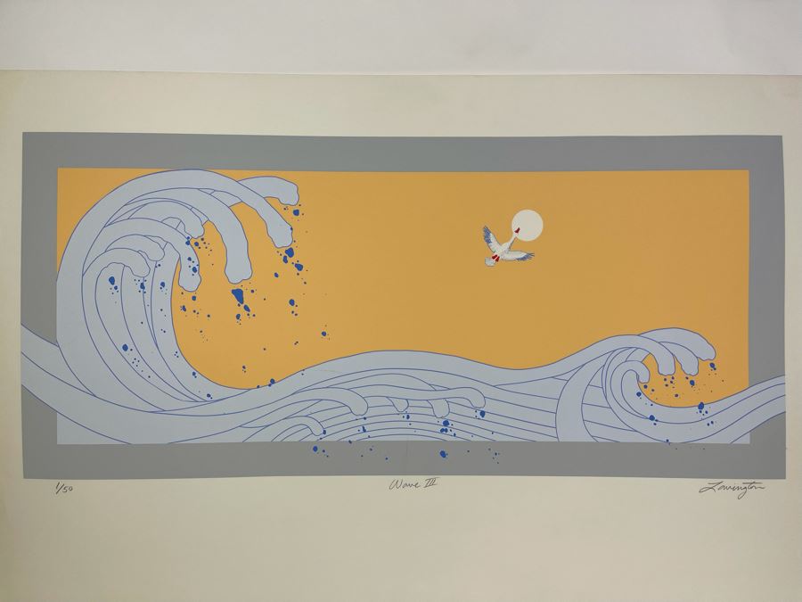 David Lavington (American, 1951–1995) Limited Edition Seragraph Hand Signed 1 Of 50 Titled Wave III 34W X 15H Retails $1,000 [Photo 5]