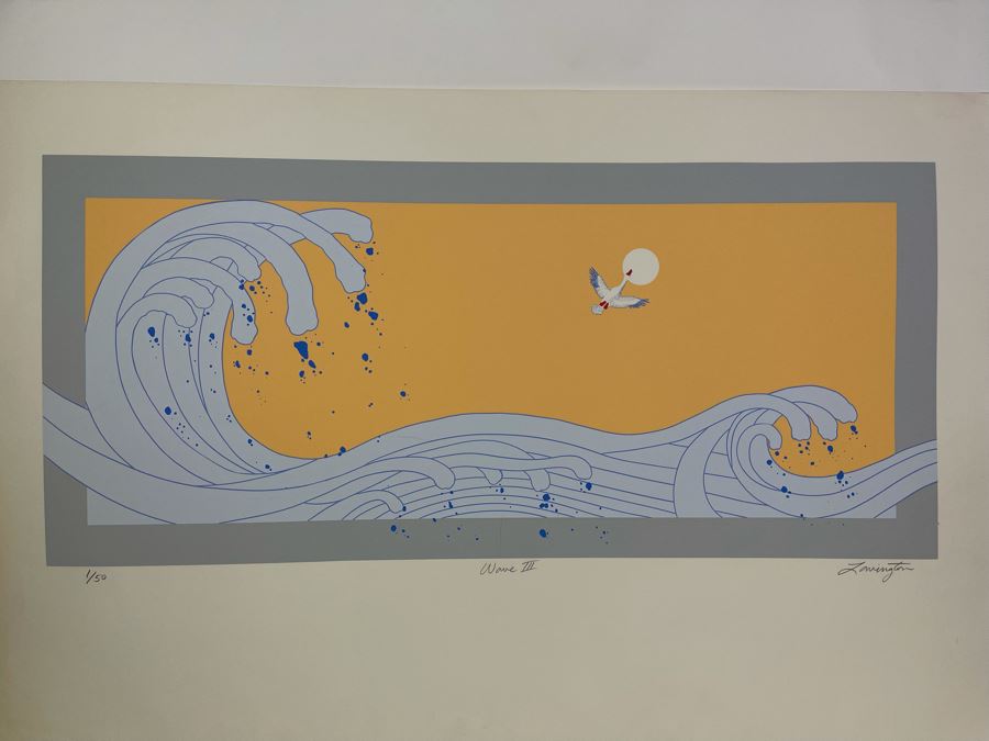 David Lavington (American, 1951–1995) Limited Edition Seragraph Hand Signed 1 Of 50 Titled Wave III 34W X 15H Retails $1,000 [Photo 2]