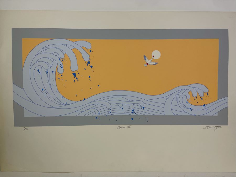 David Lavington (American, 1951–1995) Limited Edition Seragraph Hand Signed 1 Of 50 Titled Wave III 34W X 15H Retails $1,000 [Photo 3]