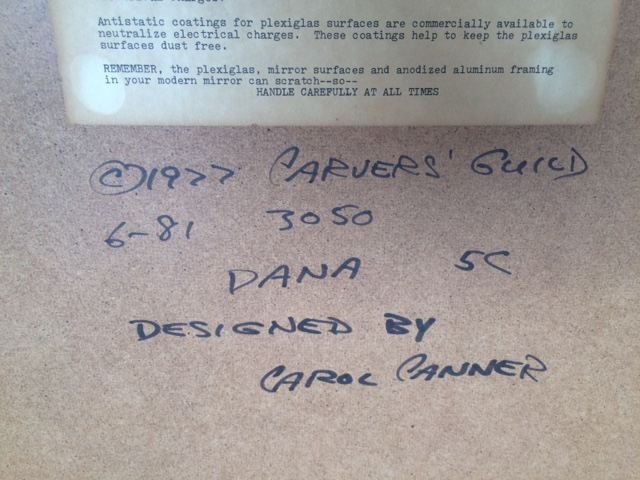 1977 Carvers' Guild Square Corner Series Mirror Designer Carol Canner [Photo 3]