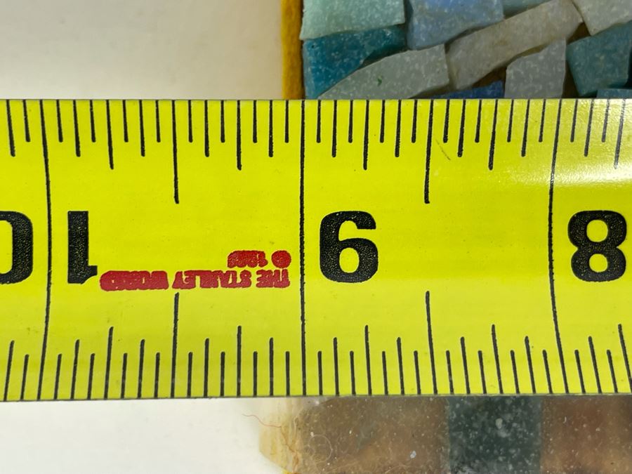 David Lavington (American, 1951–1995) Signed Mosiac Seascape City Scene On Board Signed On Back 9 X 9 [Photo 12]